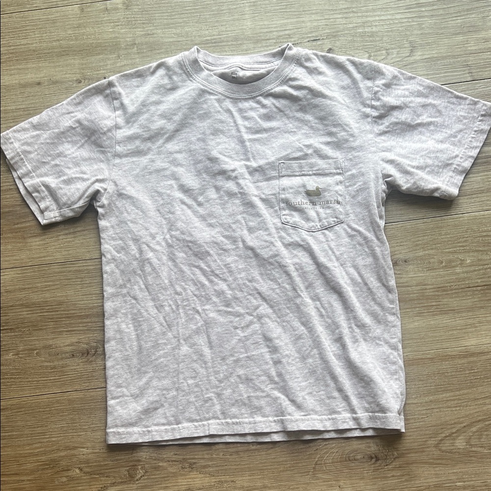 Southern Marsh White Pocket Tee with Logo